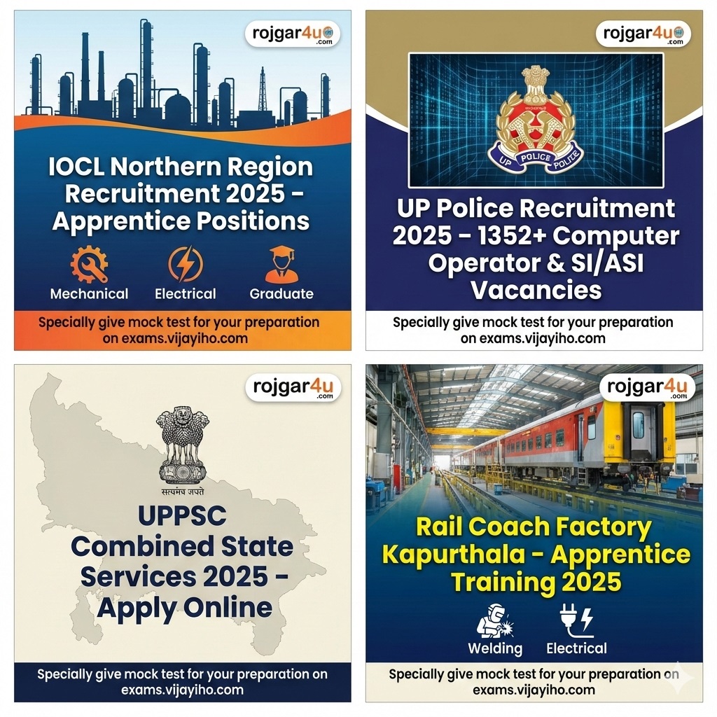 उत्तर प्रदेश पुलिस, UPPSC, IOCL और भारतीय रेल भर्ती 2025: लेटेस्ट सरकारी नौकरियां