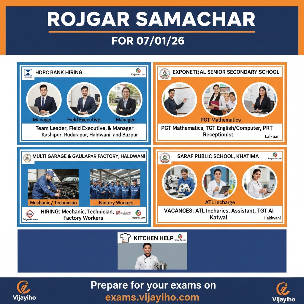 उत्तराखंड जॉब अपडेट 2026: HDFC बैंक, स्कूल और प्राइवेट सेक्टर में भर्तियां - Rojgar4u