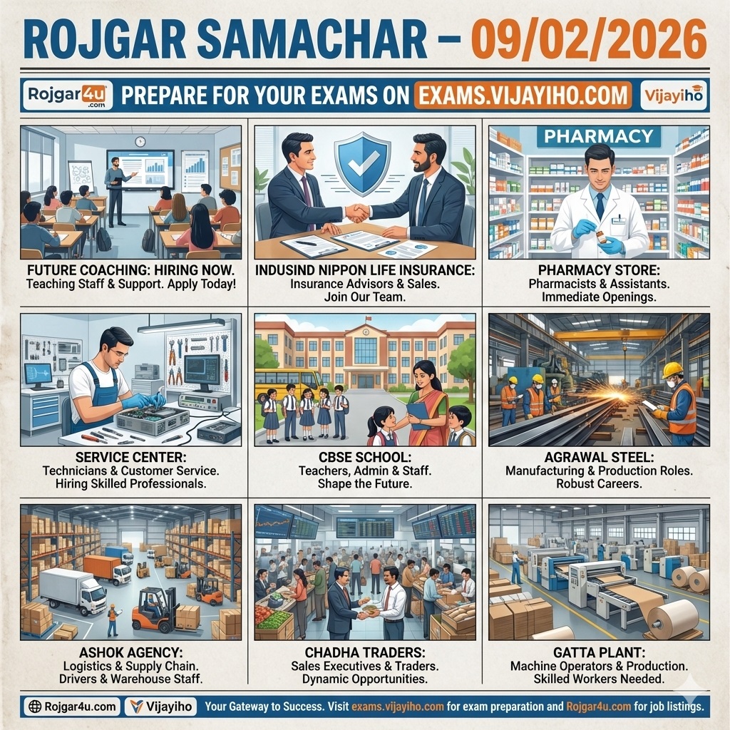 रोज़गार समाचार 09 फरवरी 2026: हल्द्वानी, अल्मोड़ा और बरेली में नौकरी के अवसर