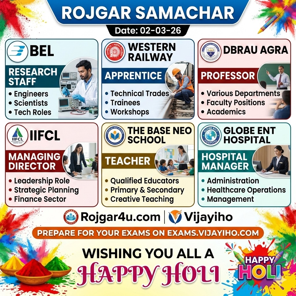 रोजगार समाचार 02 मार्च 2026: BEL, रेलवे और शिक्षा विभाग में 5,000+ पदों पर भर्ती!